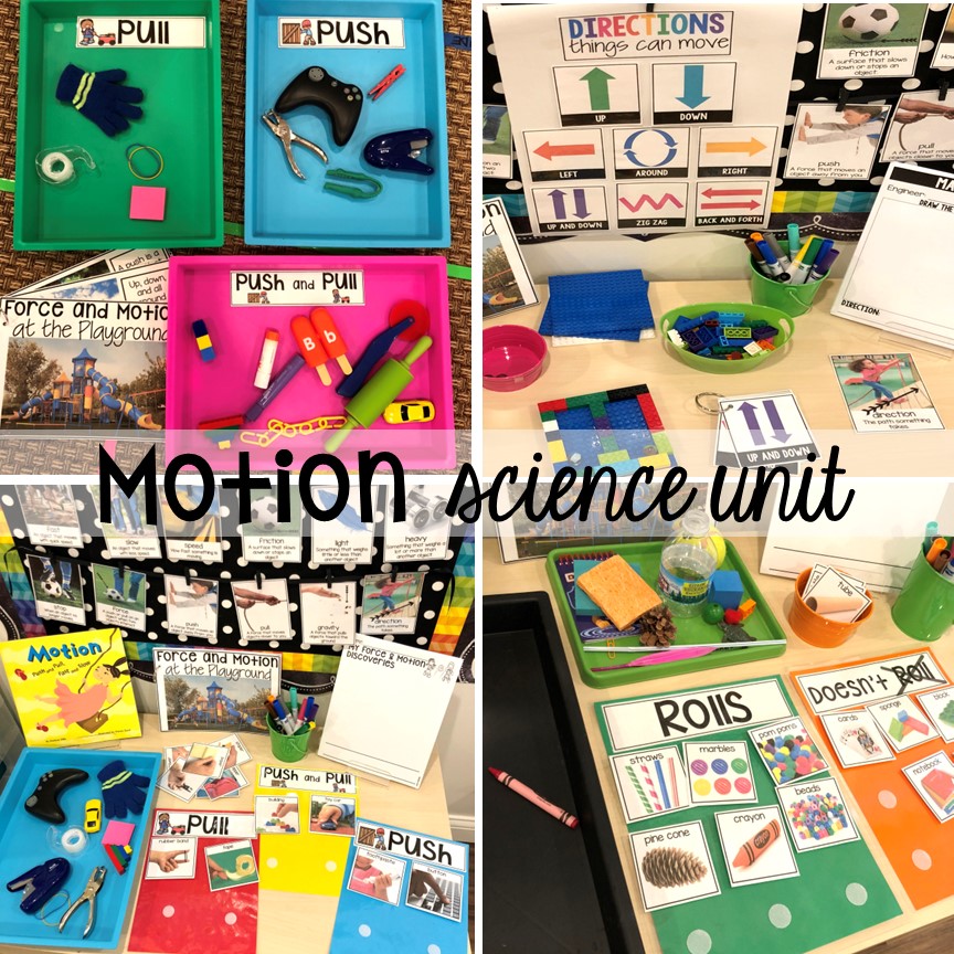 Sports science - explore motion for a sports or ball theme! Sports themed preschool, pre-k, a& kindergarten activities for math, literacy, fine motor, and more!