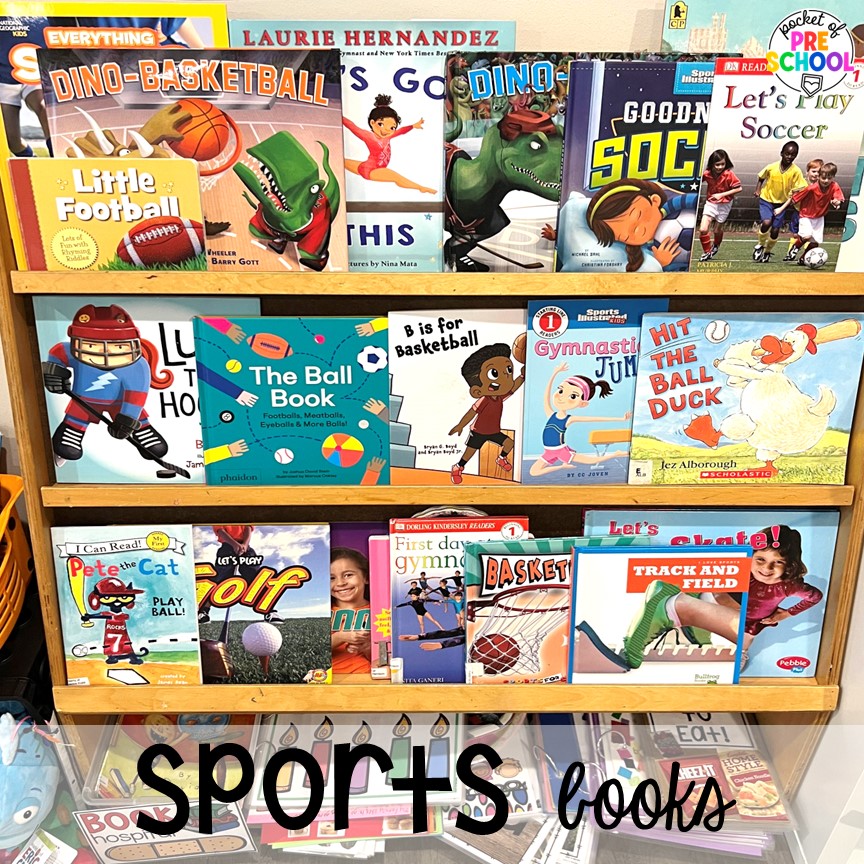 Sports books and a booklist! Sports themed preschool, pre-k, a& kindergarten activities for math, literacy, fine motor, and more!