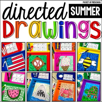 Summer directed drawing bundle for a sports art lesson for preschool, pre-k, and kindergarten.
