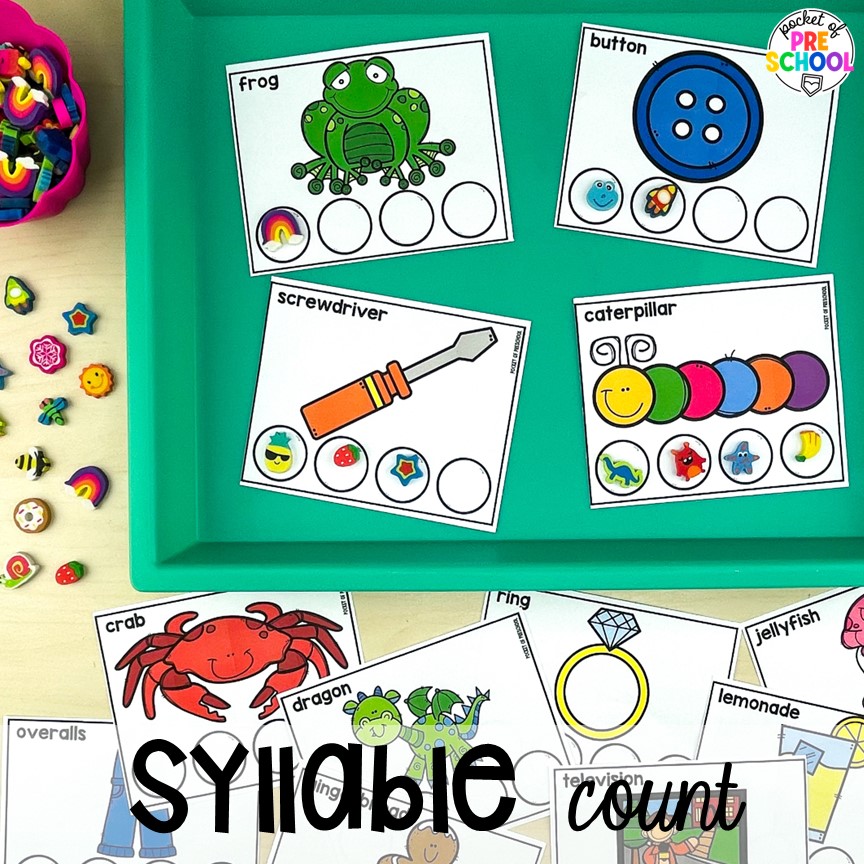 Syllable count is a fun game for students to practice syllables. Check out this post with over 15 syllable activities for preschool, pre-k, and kindergarten students.
