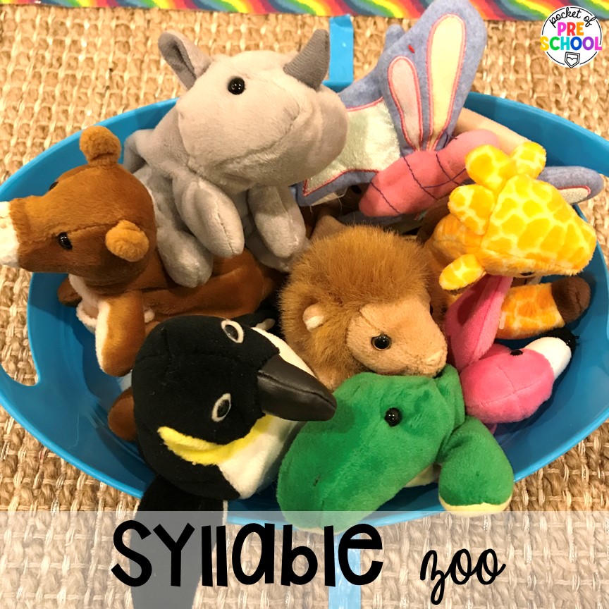 Syllable zoo for students to name and count syllables of animals. Check out this post with over 15 syllable activities for preschool, pre-k, and kindergarten students.