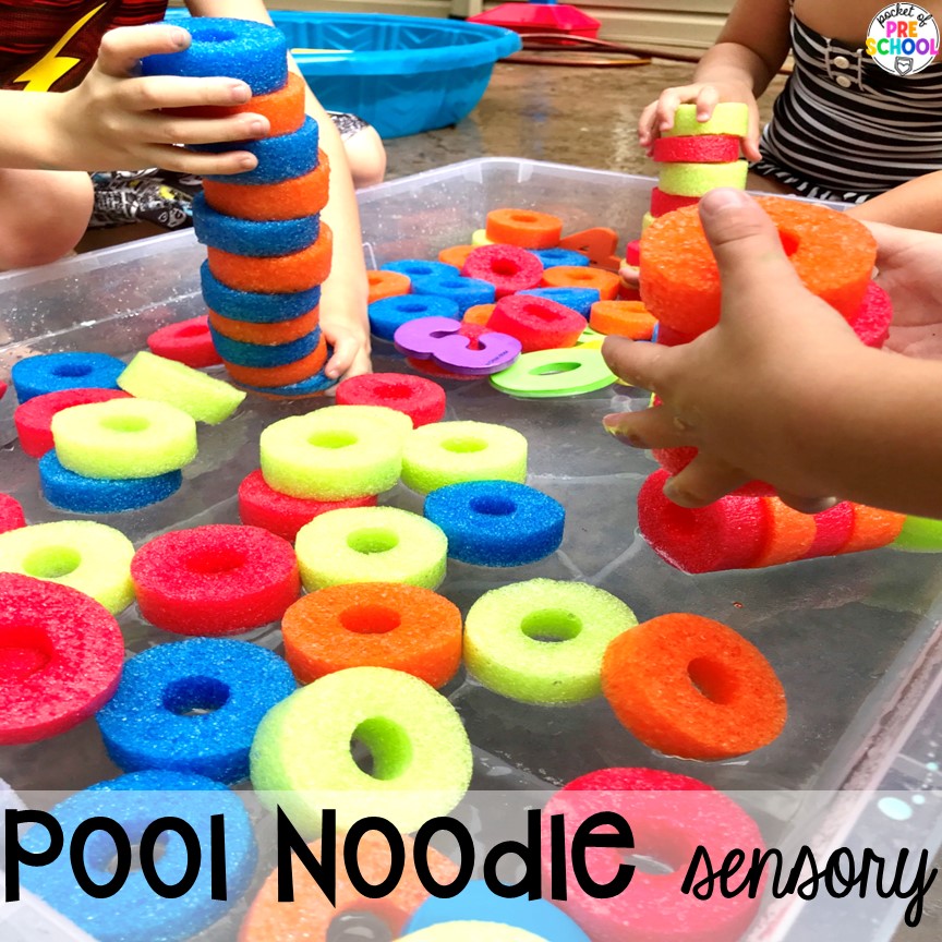 Pool Noodle Sensory is a fabulous activity to explore floating, building, and more. Check out these water sensory table ideas for fun all-year long in the preschool, pre-k, or kindergarten classroom.