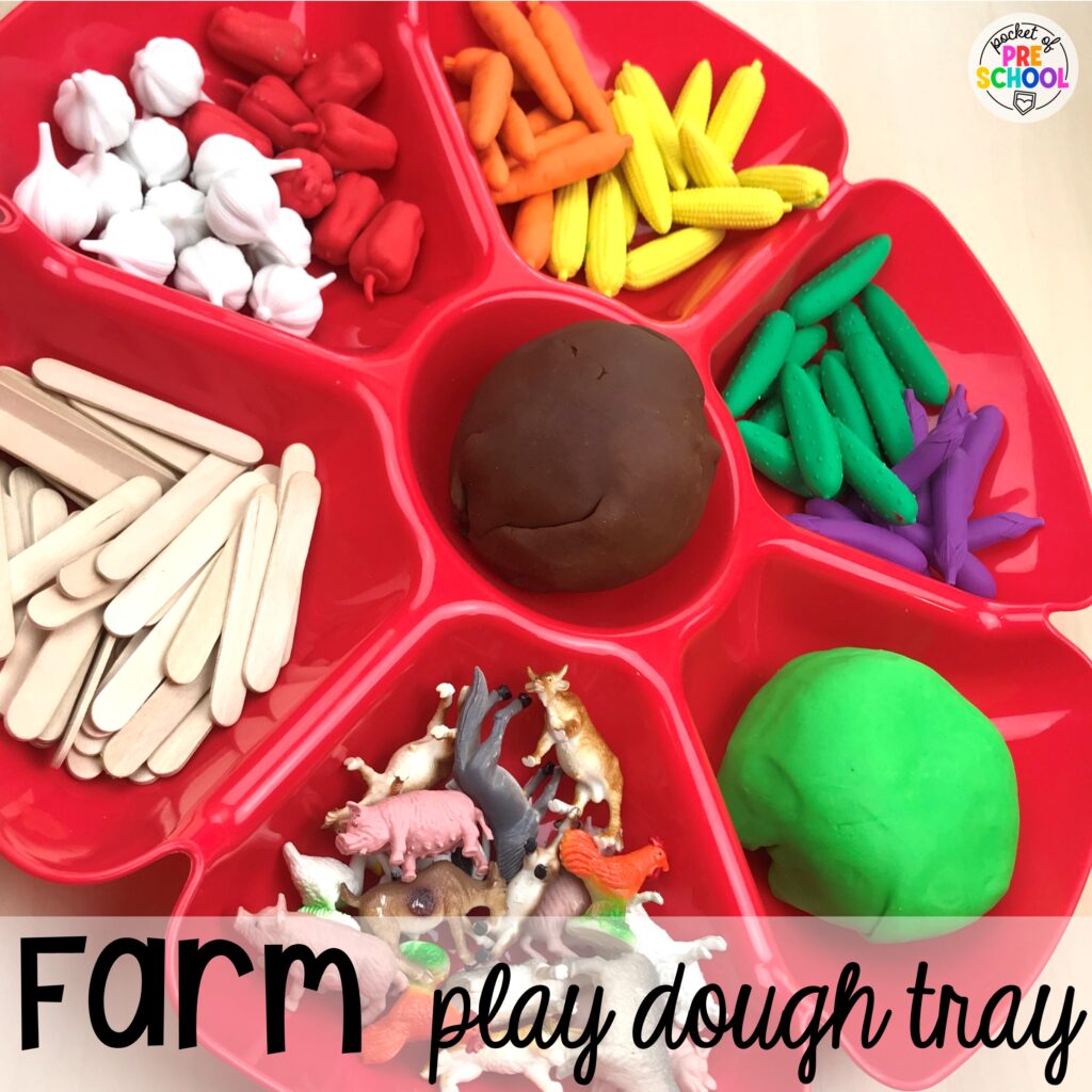 A farm theme wouldn't be complete without this play dough tray! Play dough trays for all seasons, holidays, and tons of themes for your preschool, pre-k, and kindergarten classrooms.