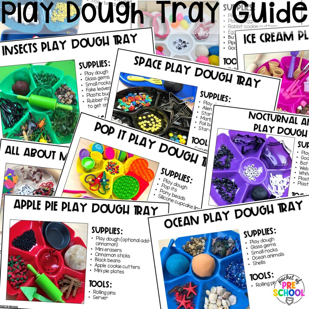 Free play dough guide for preschool, pre-k, and kindergarten students.