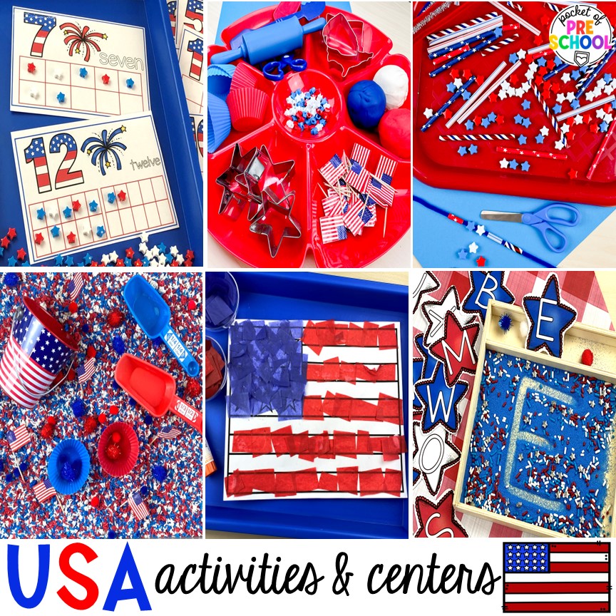 USA activities for a preschool, pre-k, and kindergarten classroom to explore and learn with hands-on activities.