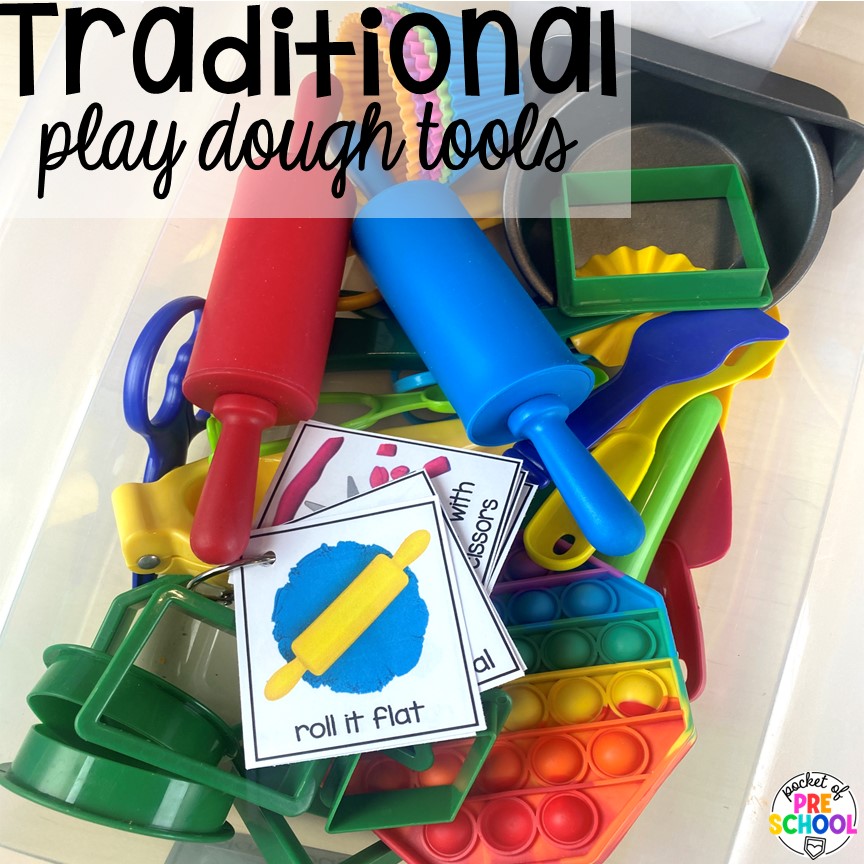 Traditional play dough tools for creating and learning in the classroom. Read about the benefits and how to use play dough trays in the preschool, pre-k, and kindergarten classroom.