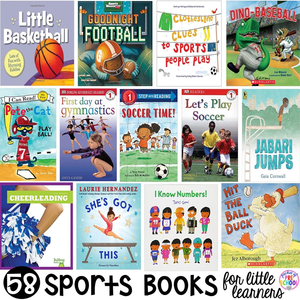 Check out this book list with over 50 sports books for little learners!