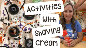 Ideas and activities for using shaving cream for writing in a preschool, pre-k, or kindergarten room.