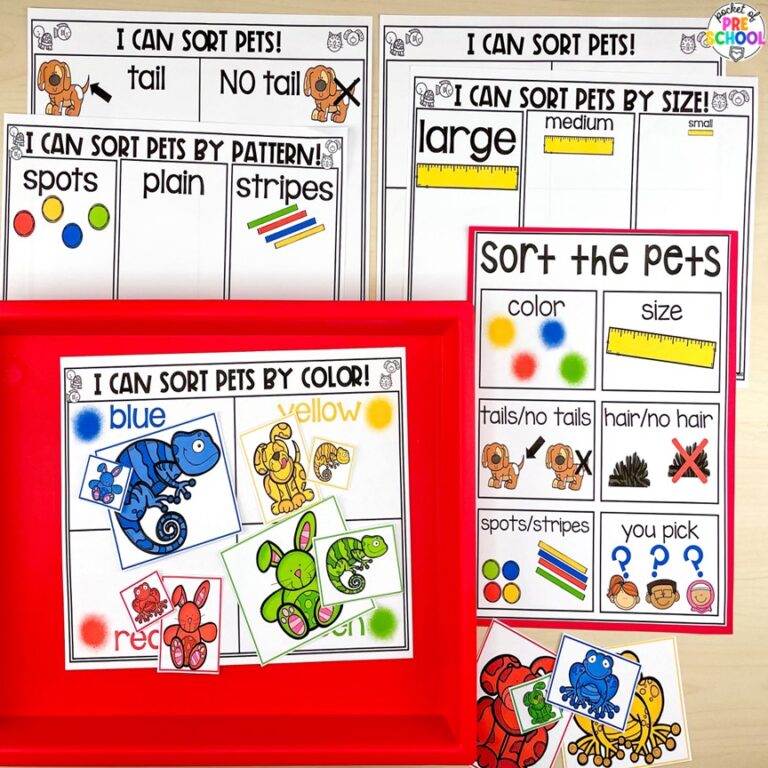 Pets Math and Literacy Centers for Preschool, Pre-K, and Kindergarten ...