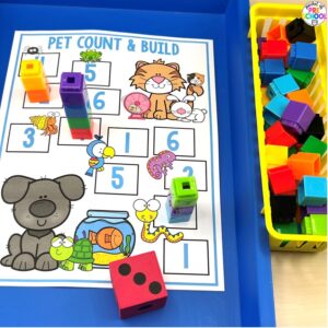 Pet Math and Literacy Centers developed for preschool, pre-k, and kindergarten students to be engaged and learning about math, literacy, and strengthening fine motor muscles.