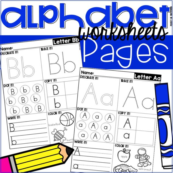 Alphabet Worksheets Letter Recognition & Tracing Practice Pages