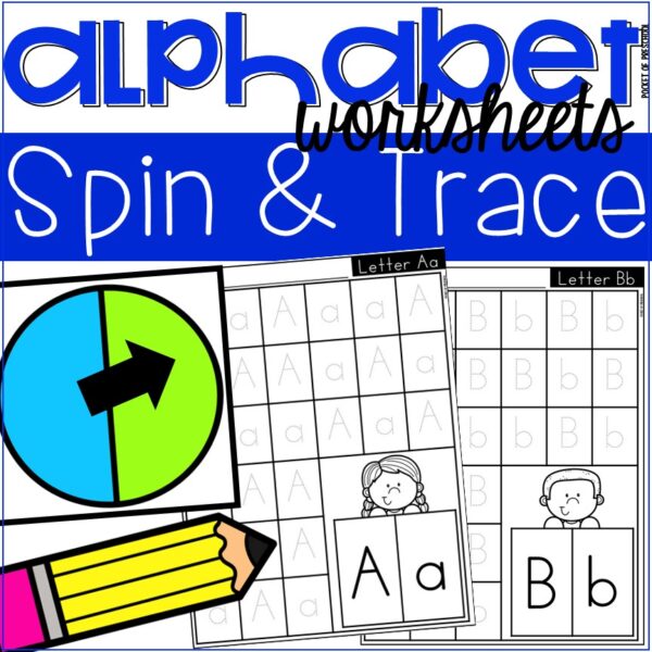 Alphabet Spin and Trace Worksheets - Letter Recognition & Tracing Practice Pages