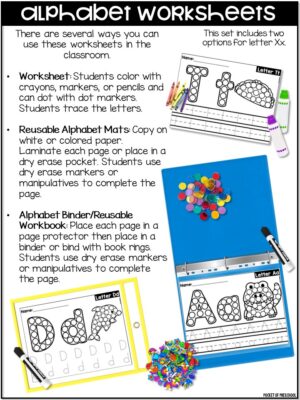 Alphabet Trace and Dot Worksheets - Letter Recognition & Tracing Practice Pages are a fun way to practice letter recognition and letter formation.
