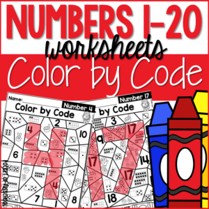 Number Color by Code Worksheets - Number Recognition Practice Pages are a fun way to practice number recognition and number formation.
