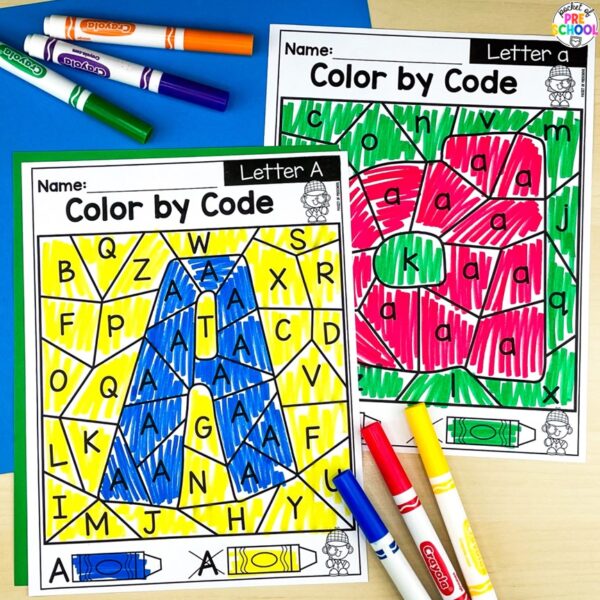 Alphabet Color by Code Worksheets - Letter Recognition Practice Pages are a fun way to practice letter recognition and letter formation.
