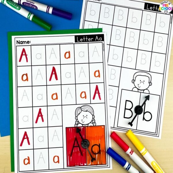 Alphabet Spin and Trace Worksheets - Letter Recognition & Tracing ...