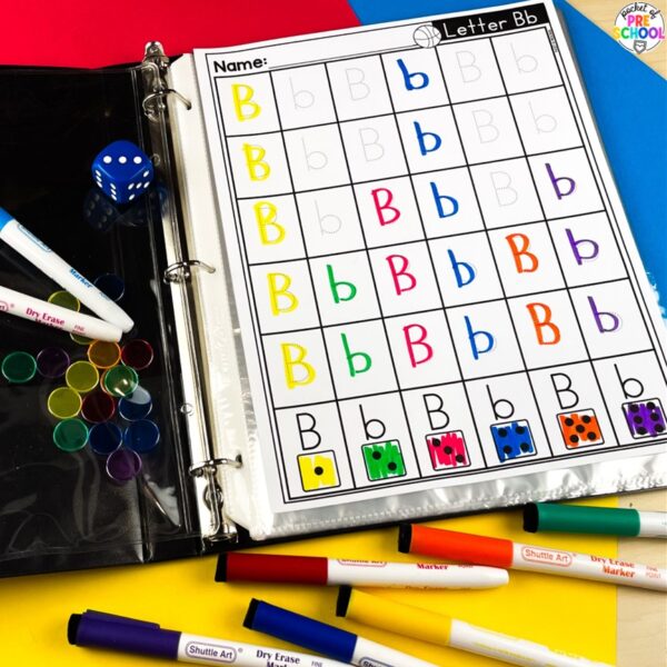Alphabet Roll and Trace Worksheets - Letter Recognition & Tracing Practice Pages are a fun way to practice letter recognition and letter formation.