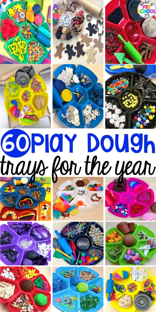 Play dough trays for all seasons, holidays, and tons of themes for your preschool, pre-k, and kindergarten classrooms.
