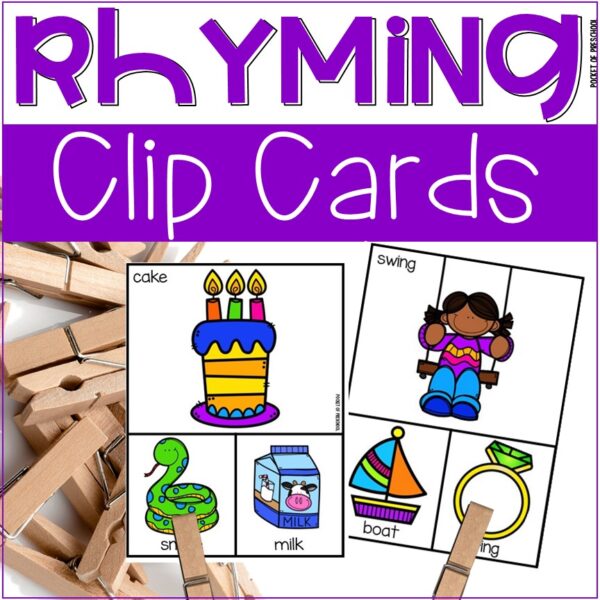 Rhyming Clip Cards Activity for Preschool, Pre-K, and Kindergarten