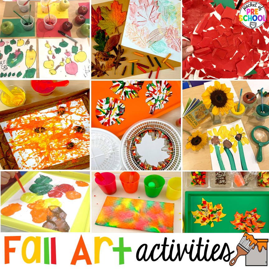 Fall process art activities for preschool, pre-k, or kindergarten students. 
