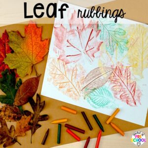 Leaf rubbings plus 18 more fall process art activities for preschool, pre-k, and kindergarten students.