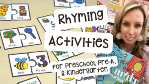 Ideas for rhyming activities for your preschool, pre-k, and kindergarten students.