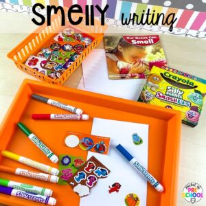 Smelly writing! Explore 28 hands-on 5 senses activities and centers for preschool, pre-k, and kindergarten students.