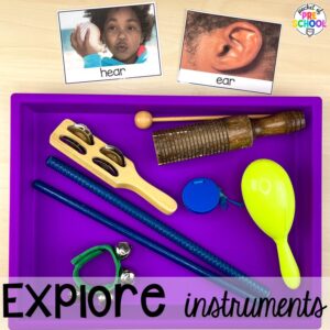 Explore instruments! Explore 28 hands-on 5 senses activities and centers for preschool, pre-k, and kindergarten students.