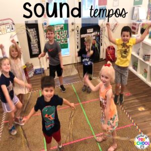 Sound tempos! Explore 28 hands-on 5 senses activities and centers for preschool, pre-k, and kindergarten students.