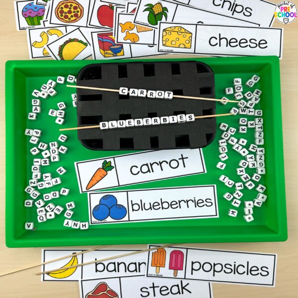 Get over 200 pages of math and literacy activities for a food theme designed for preschool, pre-k, and kindergarten students.