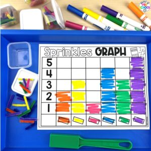 Sprinkles graph plus tons more sweets/bakery math and literacy ideas for preschool, pre-k, and kindergarten.