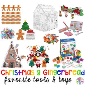 Check out my round up of my favorite Christmas and gingerbread toys for preschool, pre-k, and kindergarten students.