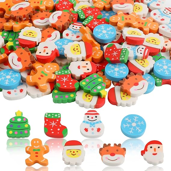 Christmas mini erasers and check out my round up of my favorite Christmas and gingerbread toys for preschool, pre-k, and kindergarten students.