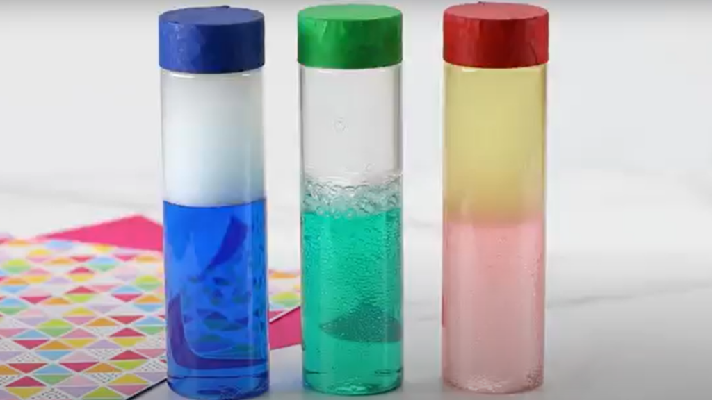 Create basic sensory bottles plus a giant sensory bottle round-up for preschool, pre-k, and kindergarten.