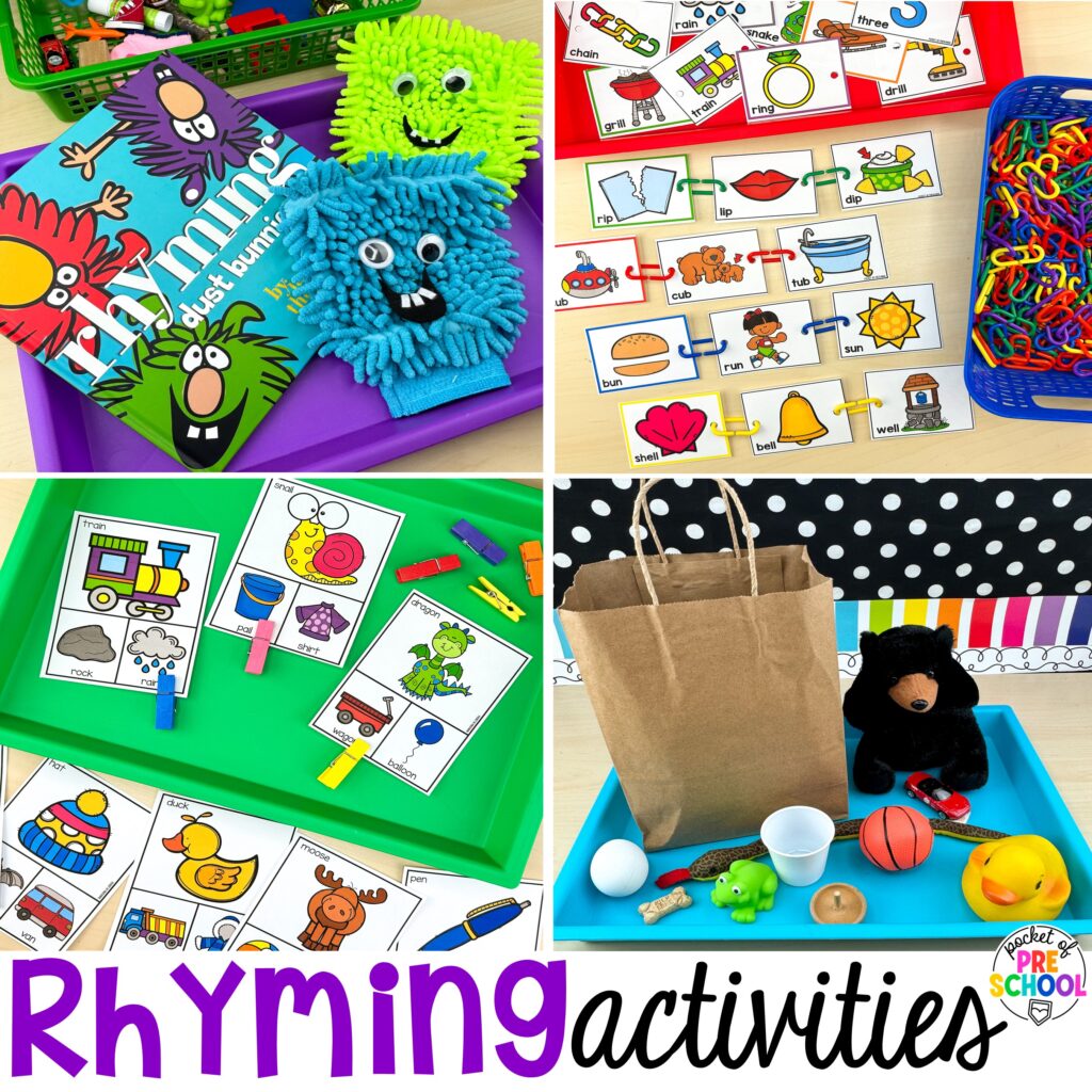 Rhyming activities for preschool, pre-k, and kindergarten students that are hands-on, engaging, and educational.