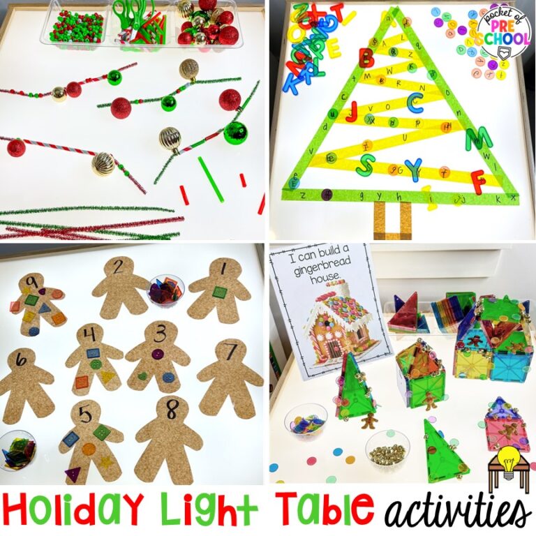 Christmas and Gingerbread Light Table Activities