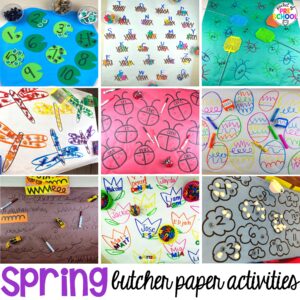 Get ideas for your spring butcher paper activities for math, literacy, and writing skills for preschool, pre-k, and kindergarten students.