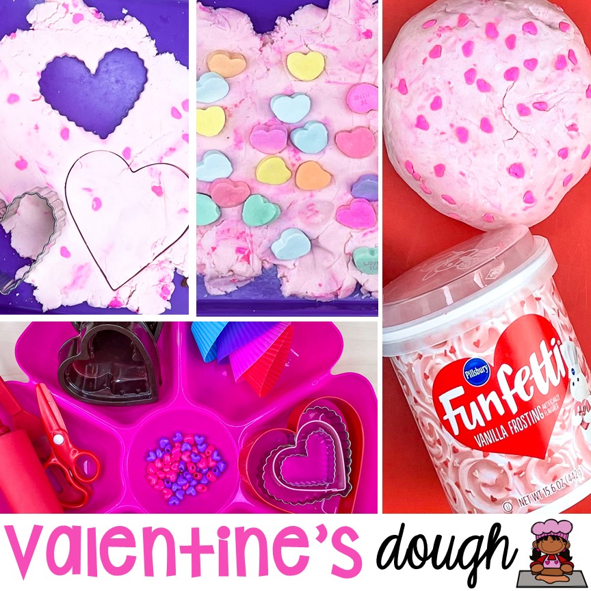 Make icing play dough for the perfect Valentine's sensory play option for preschool, pre-k, and kindergarten students.