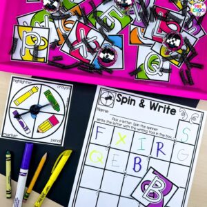 New year spin and write game plus more New Year activities and centers for preschool, pre-k, and kindergarten students.