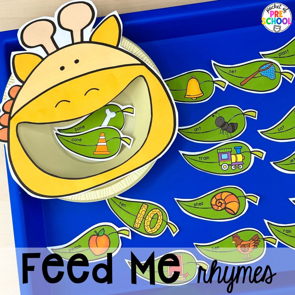 Feed me rhymes plus more rhyming activities for preschool, pre-k, and kindergarten students that are hands-on, engaging, and educational.