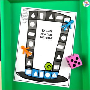New year 3d shapes path games plus more New Year activities and centers for preschool, pre-k, and kindergarten students.