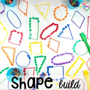 Shape build plus more math butcher paper activities for preschool, pre-k, and kindergarten students to move and explore while learning.
