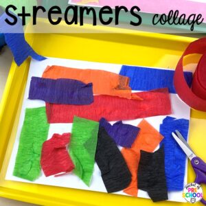 New years streamers collage plus more New Year activities and centers for preschool, pre-k, and kindergarten students.