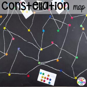 Constellation map plus more summer butcher paper activities for literacy, math, and fine motor for preschool, pre-k, and kindergarten.