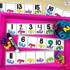 New year fill in the missing number mats plus more New Year activities and centers for preschool, pre-k, and kindergarten students.