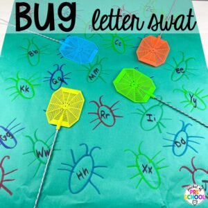 Bug letter swat plus more ideas for your spring butcher paper activities for math, literacy, and writing skills for preschool, pre-k, and kindergarten students.