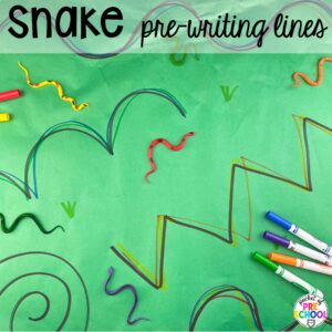 Snake pre-writing lines plus more summer butcher paper activities for literacy, math, and fine motor for preschool, pre-k, and kindergarten.