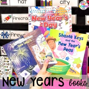 New Years books plus more New Year activities and centers for preschool, pre-k, and kindergarten students.