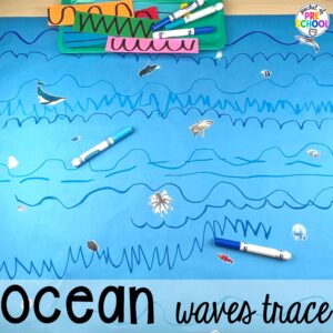 Ocean waves trace plus more summer butcher paper activities for literacy, math, and fine motor for preschool, pre-k, and kindergarten.