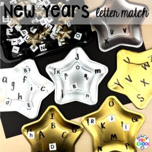 New Years letter match plus more New Year activities and centers for preschool, pre-k, and kindergarten students.